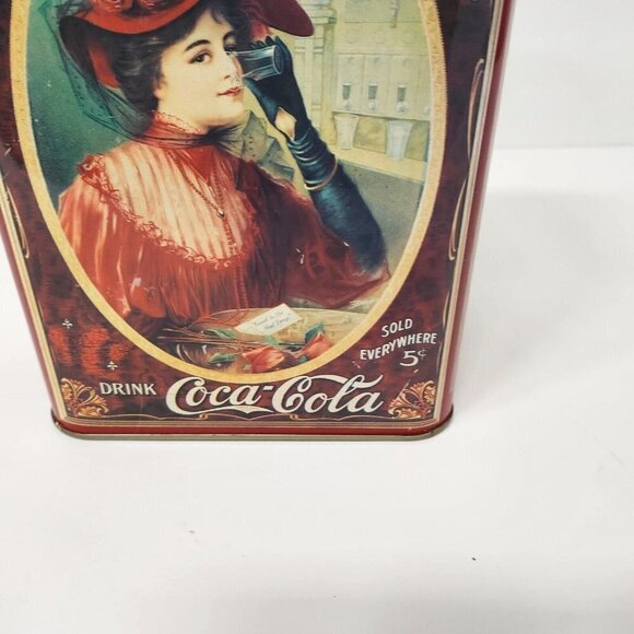 Vintage Coca Cola Tin Can The Palms Victorian Ladies Metal Collectible Container - Picture 6 of 11